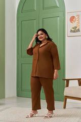 Mocha Brown Linen Blend Blazer Co-ord Set