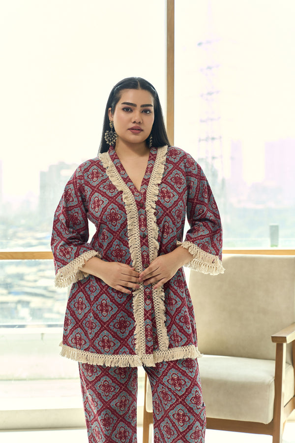 Boho Fringe Lace Cotton Co-ord Set