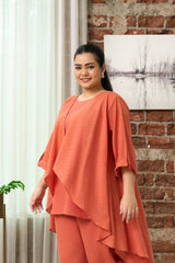 Rust Orange Cotton Co-ord Set with Shrug(Set of 3)