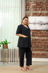 Black Short-Sleeve Formal Jacket