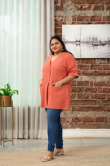 Rust Orange Short-Sleeve Formal Jacket