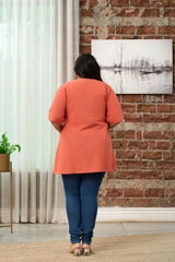 Rust Orange Short-Sleeve Formal Jacket