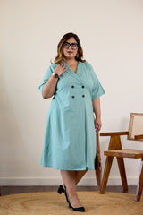 Dusty Green Button-Down Lapel Jacket Dress