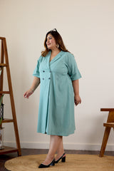 Dusty Green Button-Down Lapel Jacket Dress