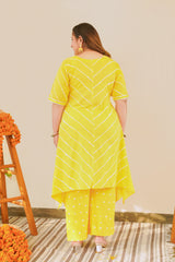 Yellow Leheriya Kurta Set - (Set of 2)