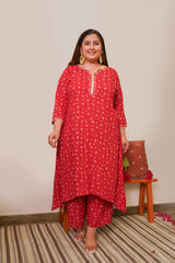 Red Bandhani Kurta Set - (Set of 2)