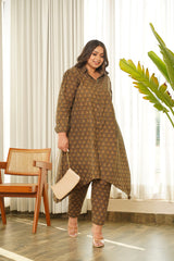 Brown Hi-Lo Co-ord Set (PLUS SIZE)