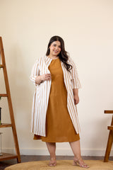 Brown Striped Jacket Dress