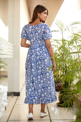 Indigo Floral Maxi Dress- Regular Size