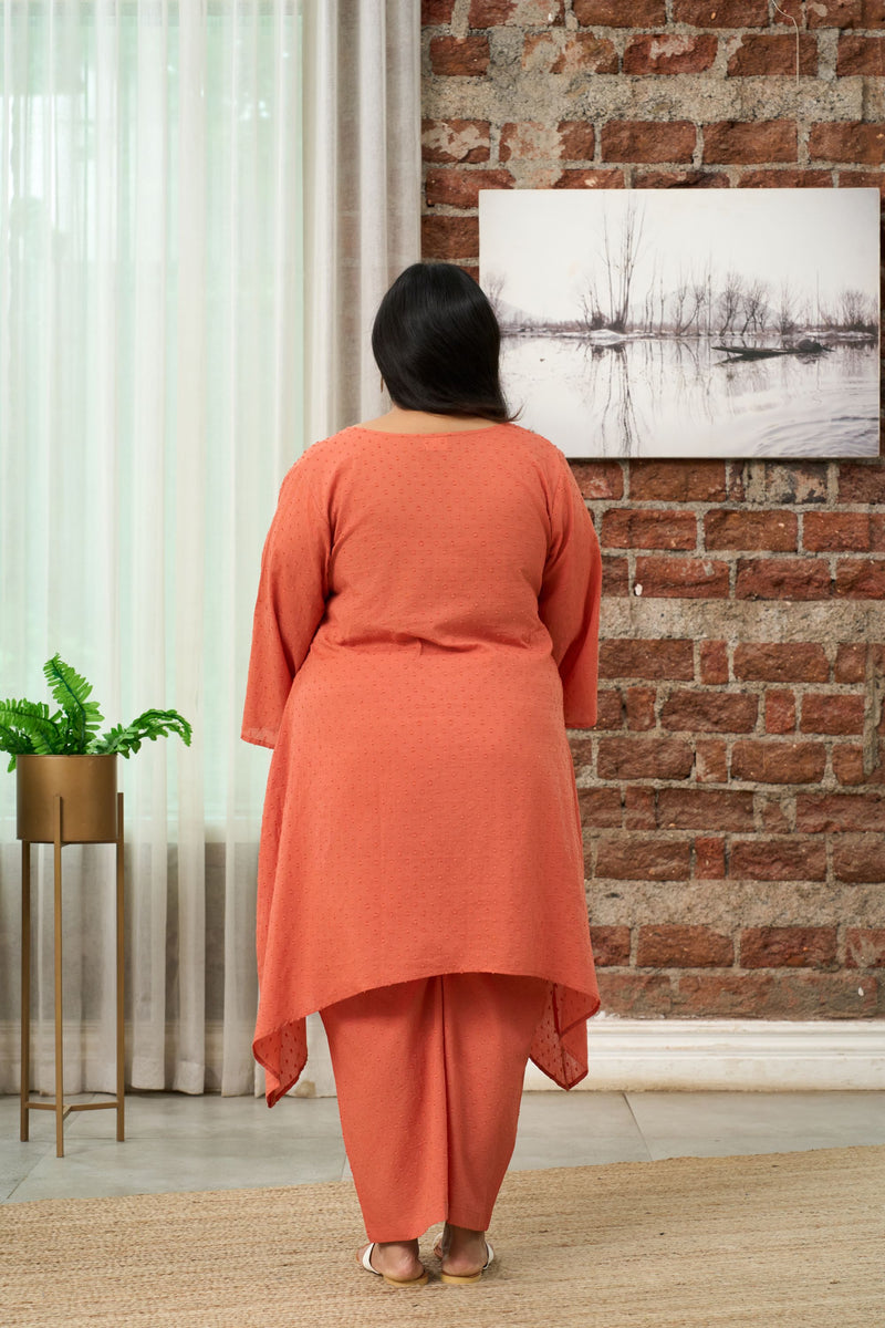 Rust Orange Dobby Cotton Co-ord Set