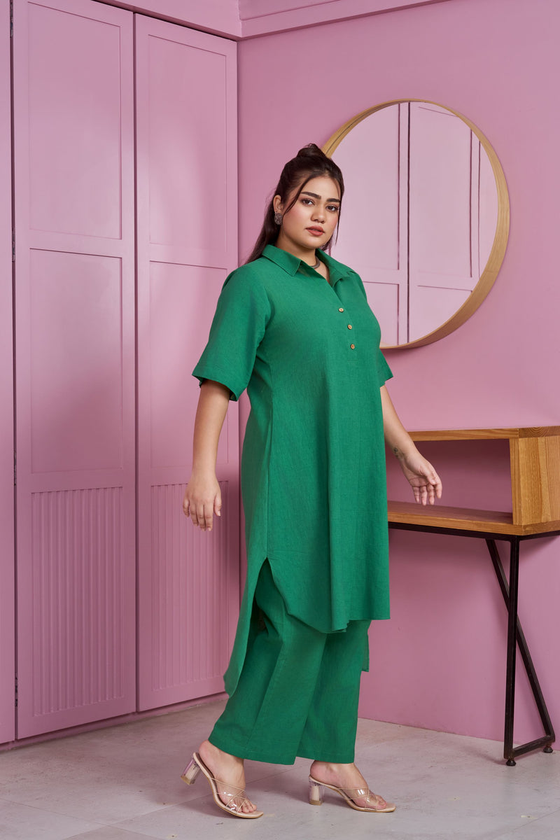 Emerald Green Hi-Lo Cotton Co-ord Set