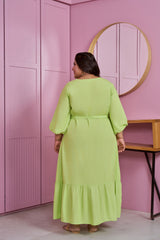 Lime Green Tiered Modal Maxi Dress