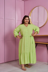 Lime Green Tiered Modal Maxi Dress