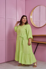 Lime Green Tiered Modal Maxi Dress