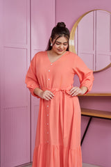 Coral Peach Tiered Modal Maxi Dress