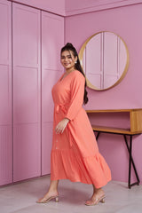 Coral Peach Tiered Modal Maxi Dress