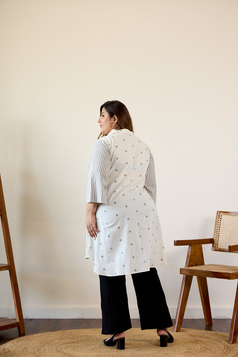 Black and White Printed Shirt Tunic