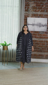 Black & White Shibori Printed Maxi Dress