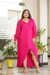 Hot Pink Wrap gown-Regular Size