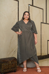 Cementia Velvet Wrap Gown-Plus Size