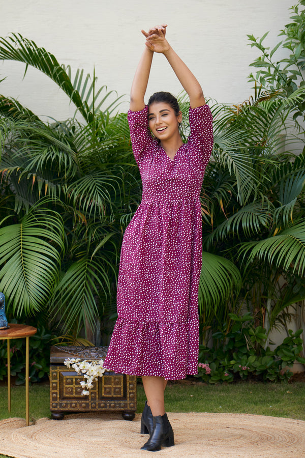 Wine Polka Tiered Maxi