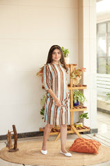  Striped Hand Block Printed Maternity Dress | NR