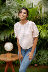 Peach Polka Cute Top