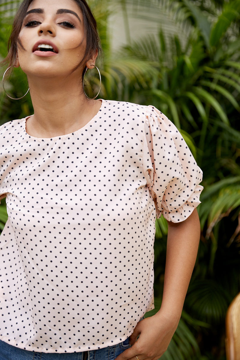 Peach Polka Cute Top